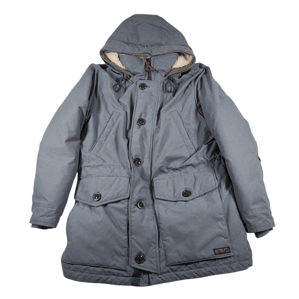 Abercrombie & Fitch Parka Jacket Mens XL Gray Sherpa Lined Hooded Heavy Coat